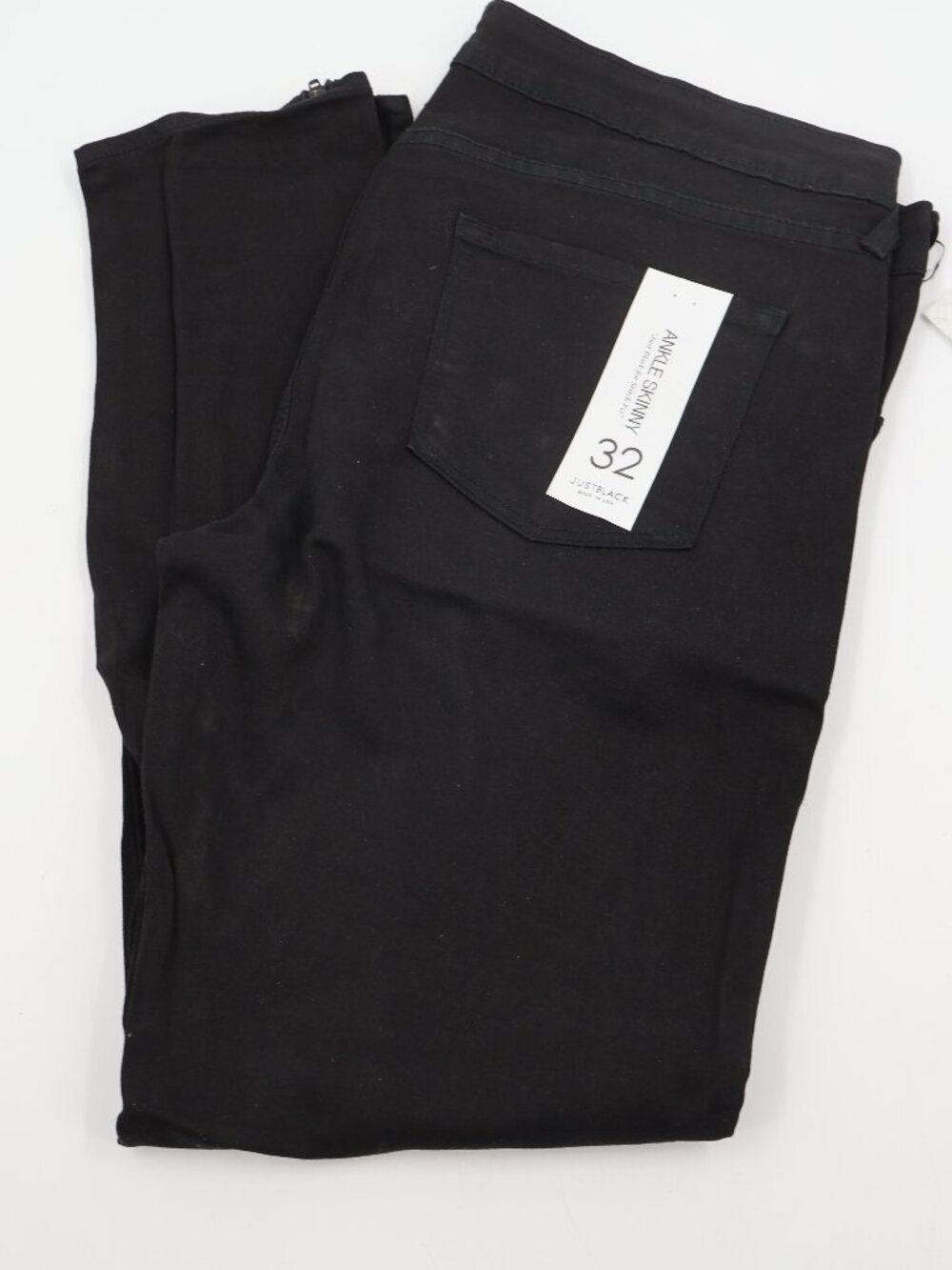 Just Black Dean Ankle Zip Skinny Jeans Womens 32 Black Tencel Made in USA NEW